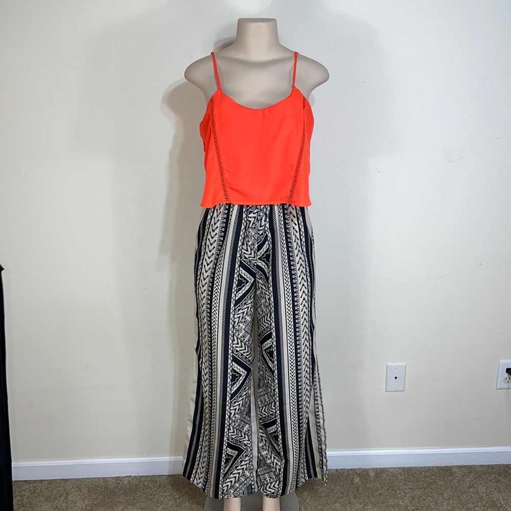 Flying Tomato Neon Orange Open Back Palazzo Romper